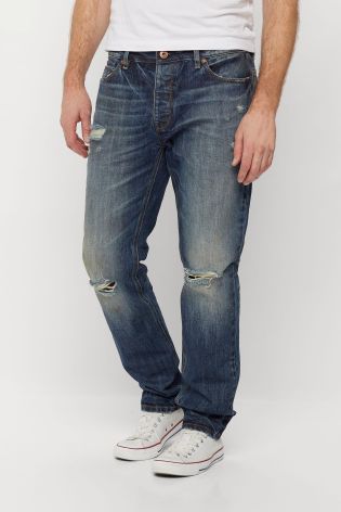 Mid Blue Rip And Repair Jeans (3mths-6yrs)
